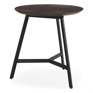 Todd Dark Brown Wood W/ Metal Legs Side Table
