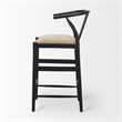 Trixie Black Wood Frame w/ Dark Taupe Fabric Seat Bar Stool