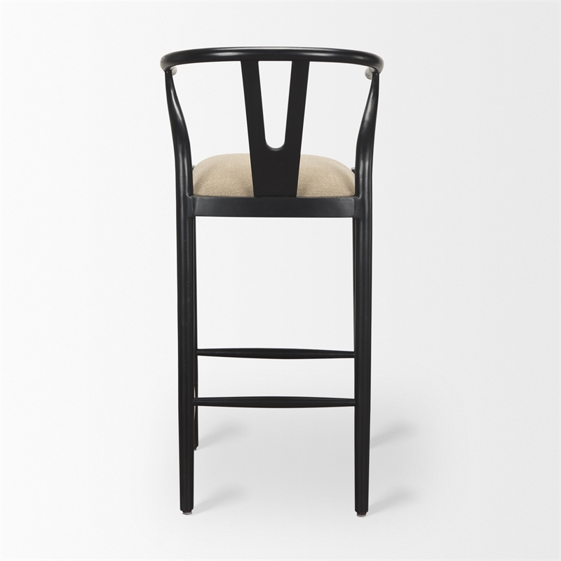 Trixie Black Wood Frame w/ Dark Taupe Fabric Seat Bar Stool