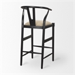 Trixie Black Wood Frame w/ Dark Taupe Fabric Seat Bar Stool