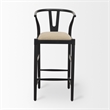 Trixie Black Wood Frame w/ Dark Taupe Fabric Seat Bar Stool