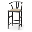 Trixie Black Wood Frame w/ Dark Taupe Fabric Seat Bar Stool