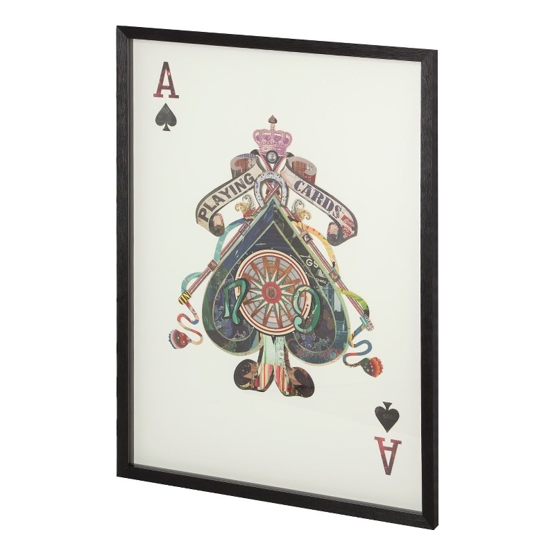 Ace of Spades II Playing Card a Paper Mosaik Collage Framed Art under Glass