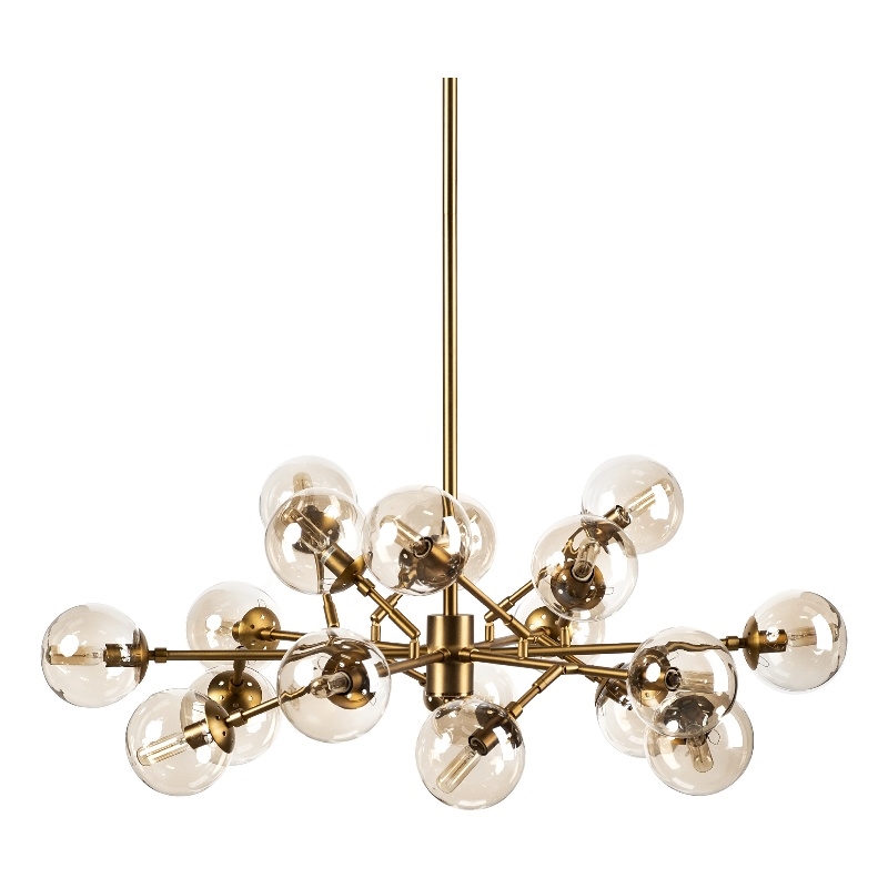 Rudyard Glass Globe and Gold Metal Chandelier