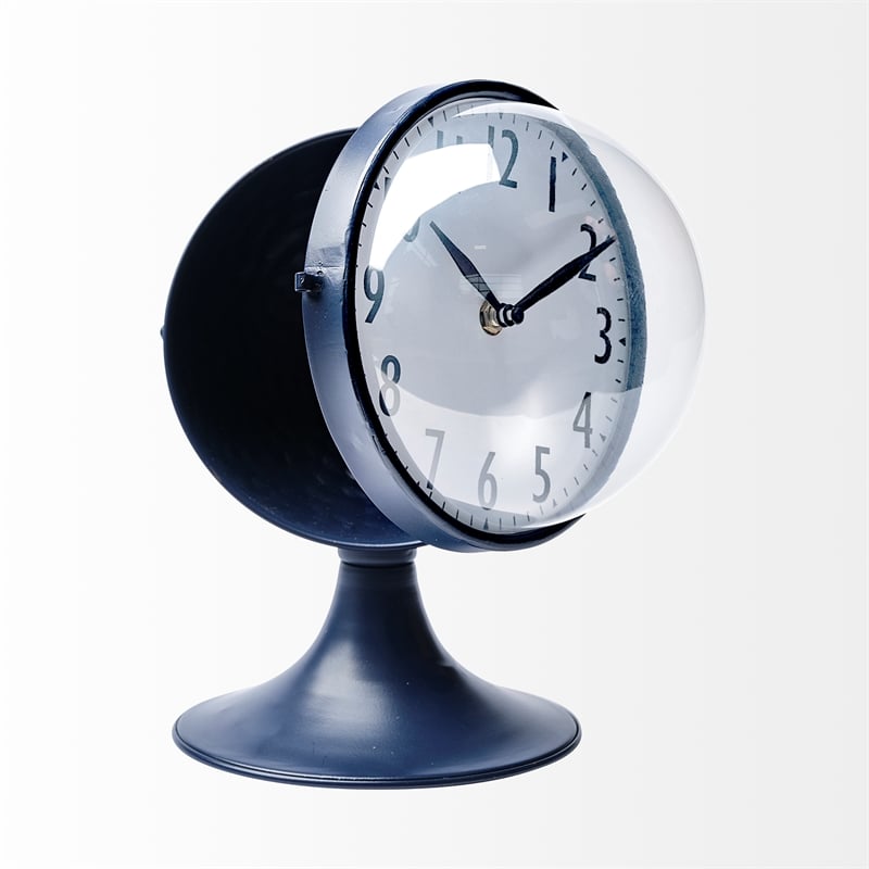 Weymouth Blue Metal Glass Dome Table Clock