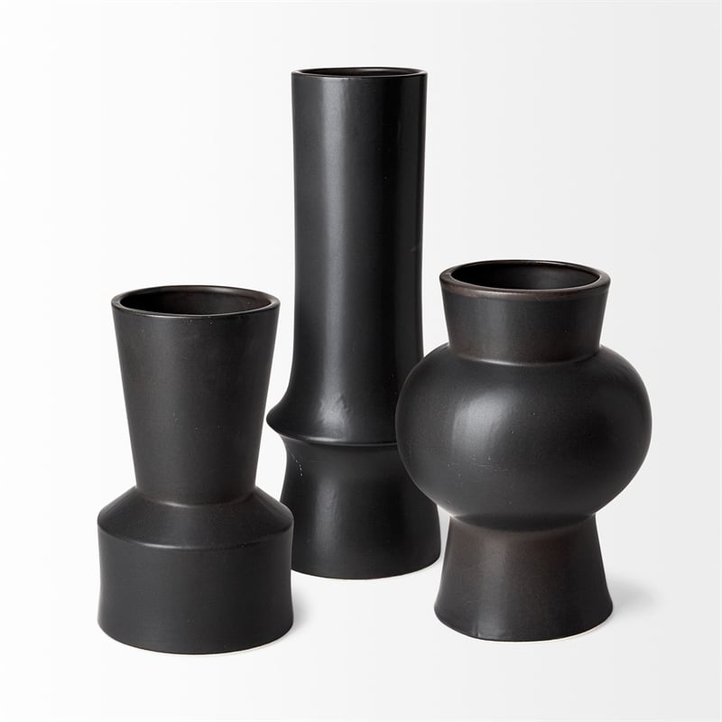Laforge III Black Ceramic Vase