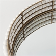 Decatur I White Wooden Bead Mirrored Bottom Round Tray