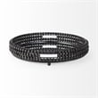Decatur II Black Wooden Bead Mirrored Bottom Round Tray