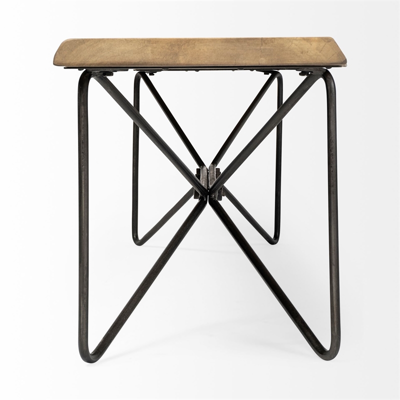 Papillion III Blonde Wood And Iron Dining Bench