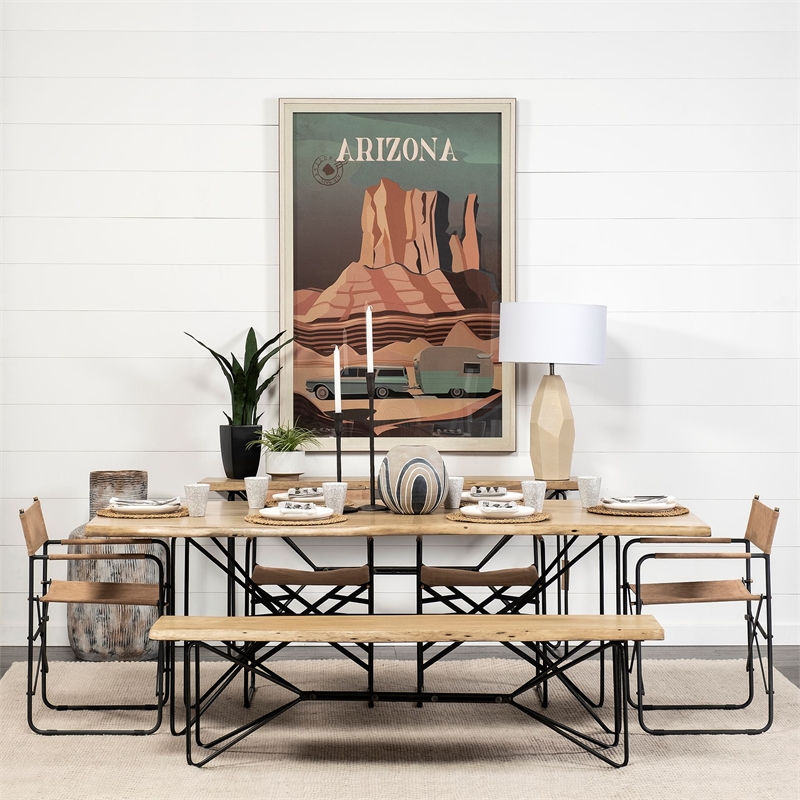 Papillion III Blonde Wood And Iron Dining Bench