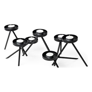 Meira Black Metal Seven Votive Table Candle Holder