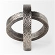 Rafiki Two Blackened Silver Hammered Finish Metal Conjoined Circles