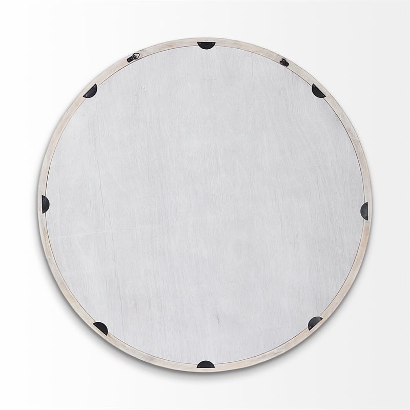 Gambit Round White Wash Wood Frame Wall Mirror