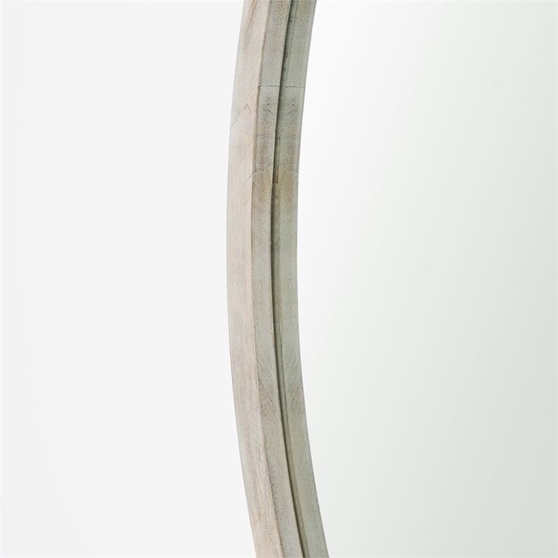 Gambit Round White Wash Wood Frame Wall Mirror