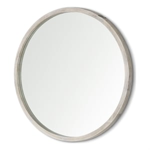 Gambit Round White Wash Wood Frame Wall Mirror