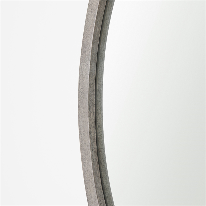 Gambit Round Gray Wash Wood Frame Wall Mirror