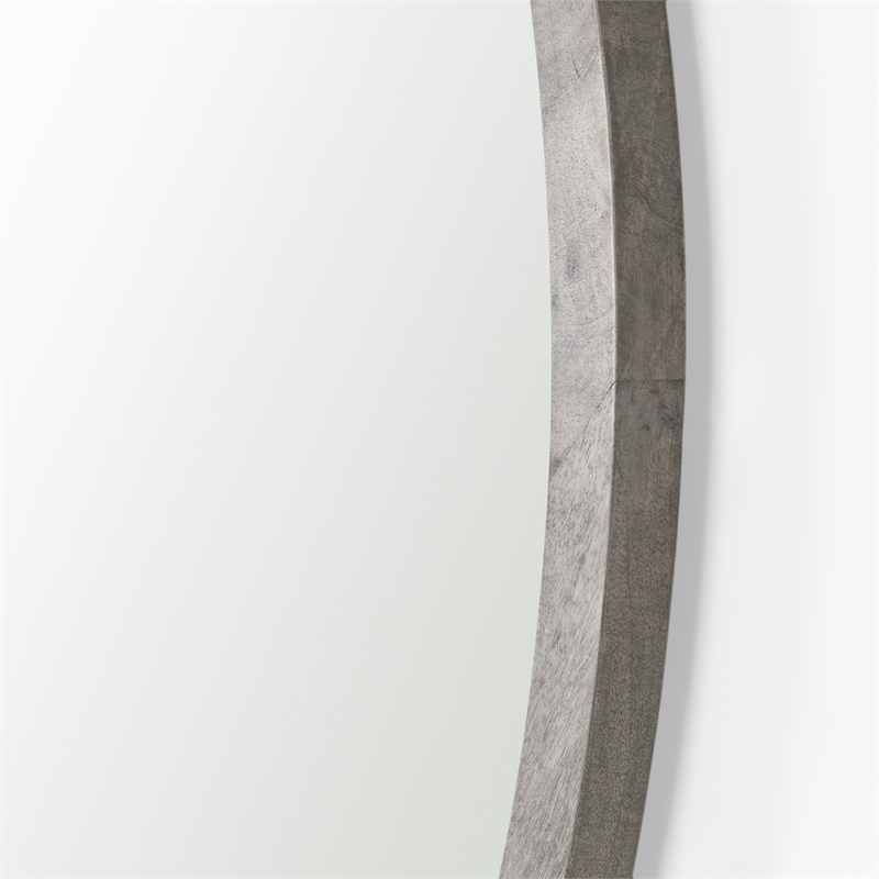 Gambit Round Gray Wash Wood Frame Wall Mirror
