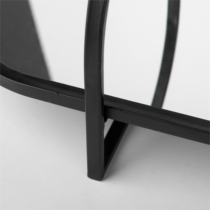 Evianna Mirrored W/Black Metal Frame Tray