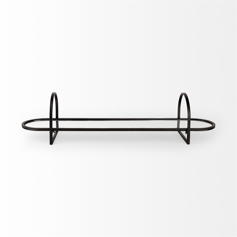 Evianna Mirrored W/Black Metal Frame Tray