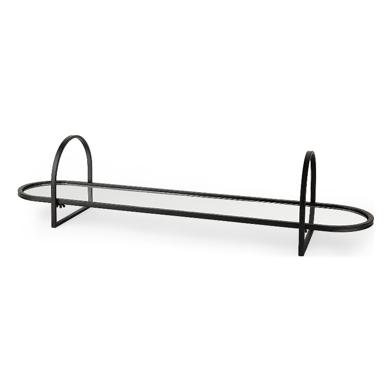 Evianna Mirrored W/Black Metal Frame Tray