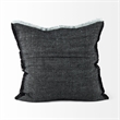 Malia Black and Teal Fabric Fringed Pillow Cover