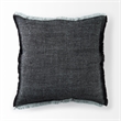 Malia Black and Teal Fabric Fringed Pillow Cover