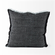 Malia Black and Teal Fabric Fringed Pillow Cover