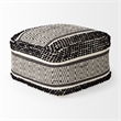 Garima Black/White Wool and Cotton Patterned Pouf