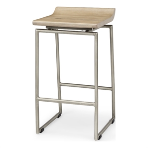 Givens Seat Height Brown Wood W/Silver Metal Frame Counterstool