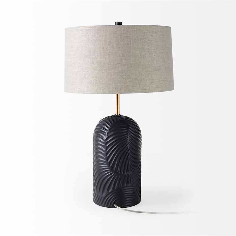 Quinn Navy Base W/Beige Fabric Shade Table Lamp