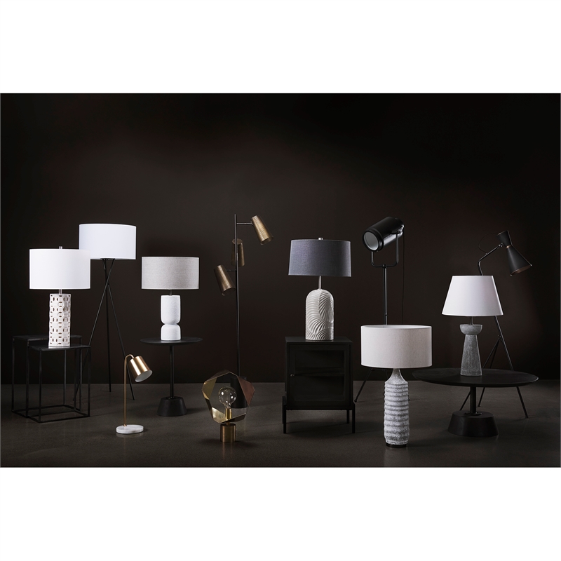 Quinn Navy Base W/Beige Fabric Shade Table Lamp