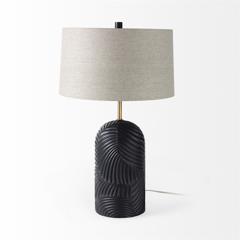 Quinn Navy Base W/Beige Fabric Shade Table Lamp