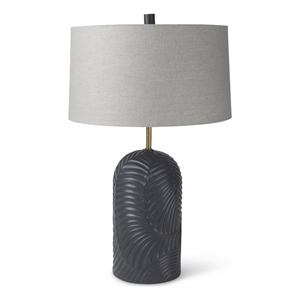 Quinn Navy Base W/Beige Fabric Shade Table Lamp