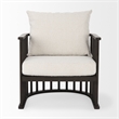 Kopari White Boucle Fabric W/Dark Brown Wood Accent Chair