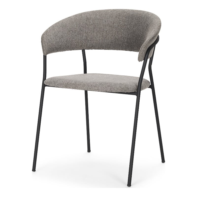 Carolyn Dining Chair w/ Gray Fabric & Matte Black Metal