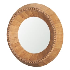 Ranela Light Brown Beaded Wooden Wall Mirror