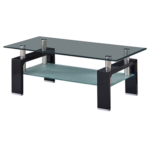 Artisan Furniture Perla Rectangular Tempered Glass Coffee Table in Black Lacquer
