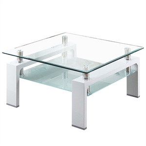 Artisan Furniture Perla Square Tempered Glass Coffee Table in White Lacquer