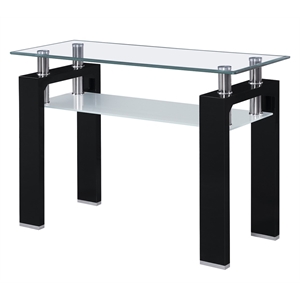 Artisan Furniture Perla Tempered Glass Console Table in Black Lacquer