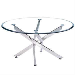 Artisan Furniture Landgraf Round Tempered Glass Coffee Table in Silver Chrome