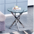 Artisan Furniture Landgraf Round Tempered Glass End Table in Silver Chrome