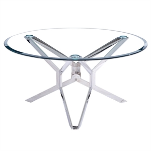 Artisan Furniture Lanclos Round Tempered Glass Coffee Table in Silver Chrome