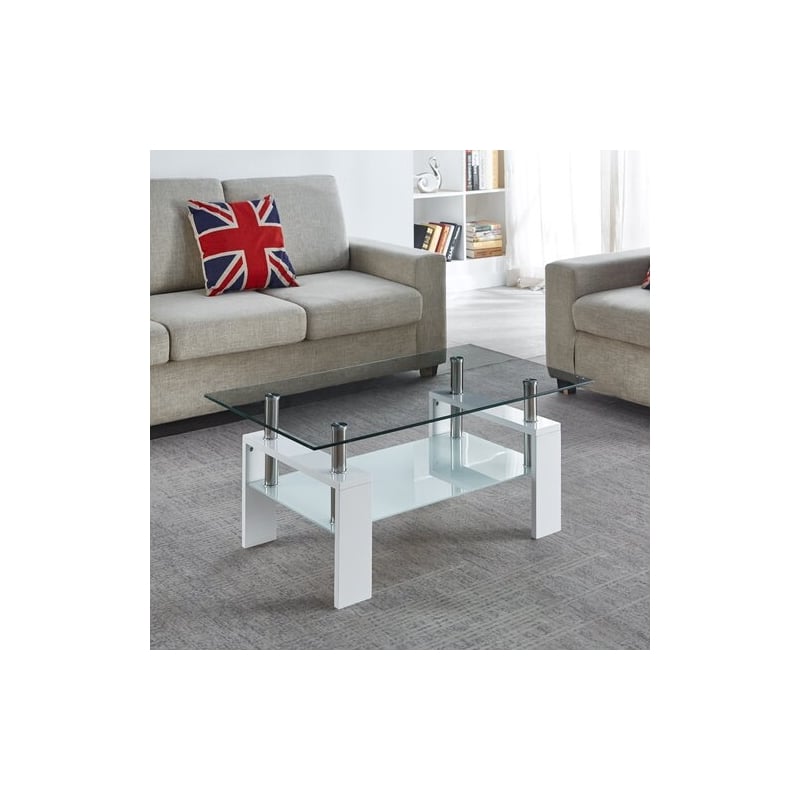 Artisan Furniture Anastazja Tempered Glass Coffee Table in White Lacquer