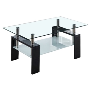 Artisan Furniture Anastazja Tempered Glass Coffee Table in Black Lacquer