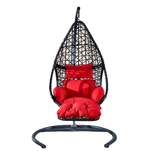 Artisan Furniture Cleorand Hanging Swing Chair in Grey with Red Cushion