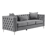  Best Master Deluca 2-Pc Embellished Fabric Tufted Sofa &  Loveseat Set in Gray : Home & Kitchen