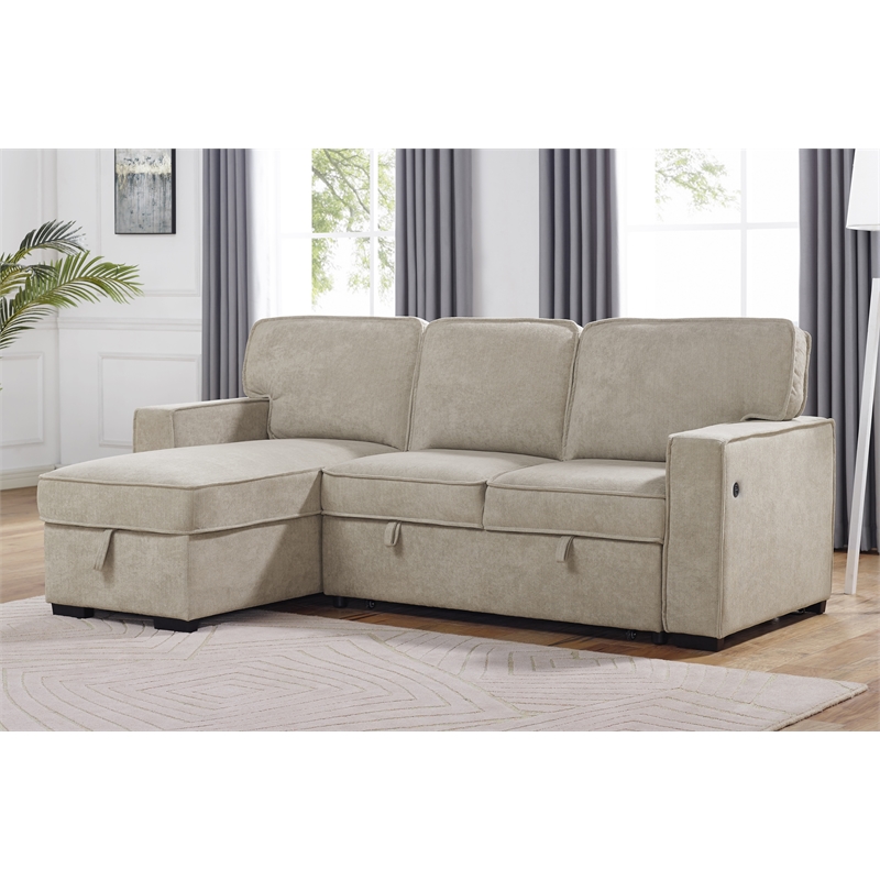 Coaster Transitional Styled Sleeper Sofa and Chaise in Brown 300276