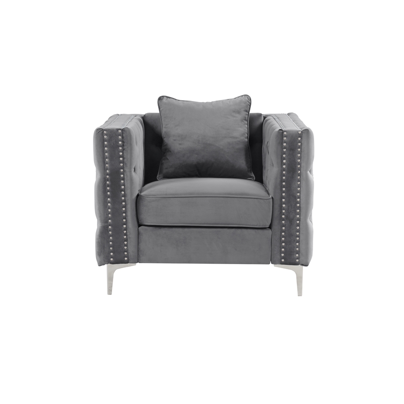 RN Furnishings Velvet fabric sofa Loveseat chair Living room furniture set-Gray