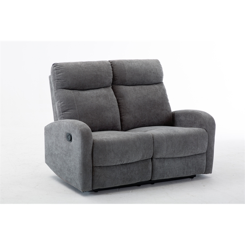 RN Furnishings Reclining Chenille Fabric Loveseat Light Gray Cymax