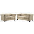 RN Furnishings Linen fabric sofa Loveseat Living room furniture Set -Beige
